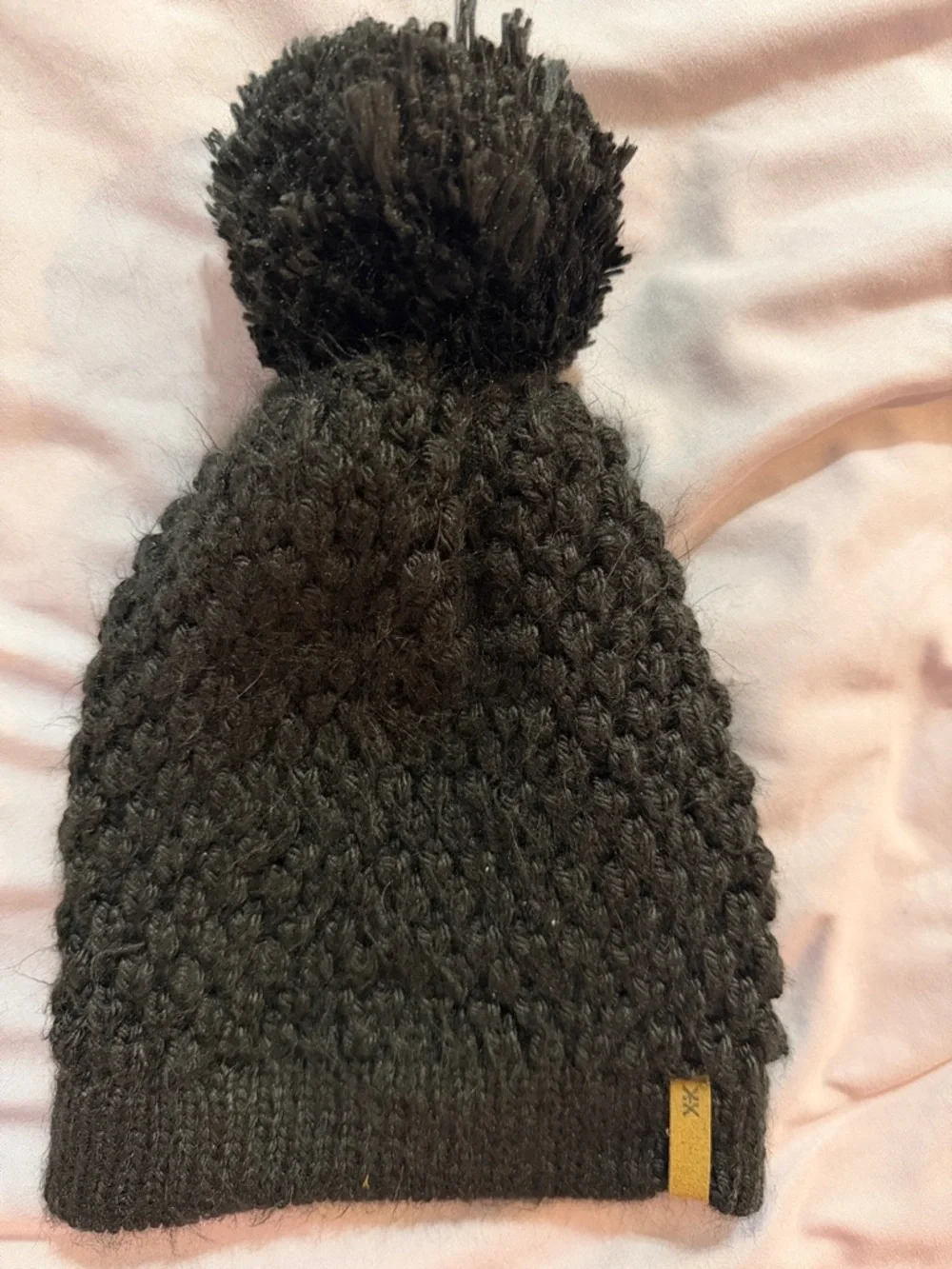Kids Knit Pom-Pom Beanie Hat in Charcoal Gray